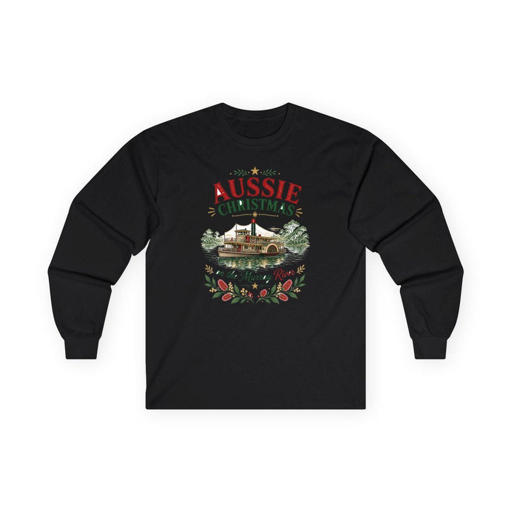 Christmas On The Murray personalised long sleeve Christmas T-shirt in black