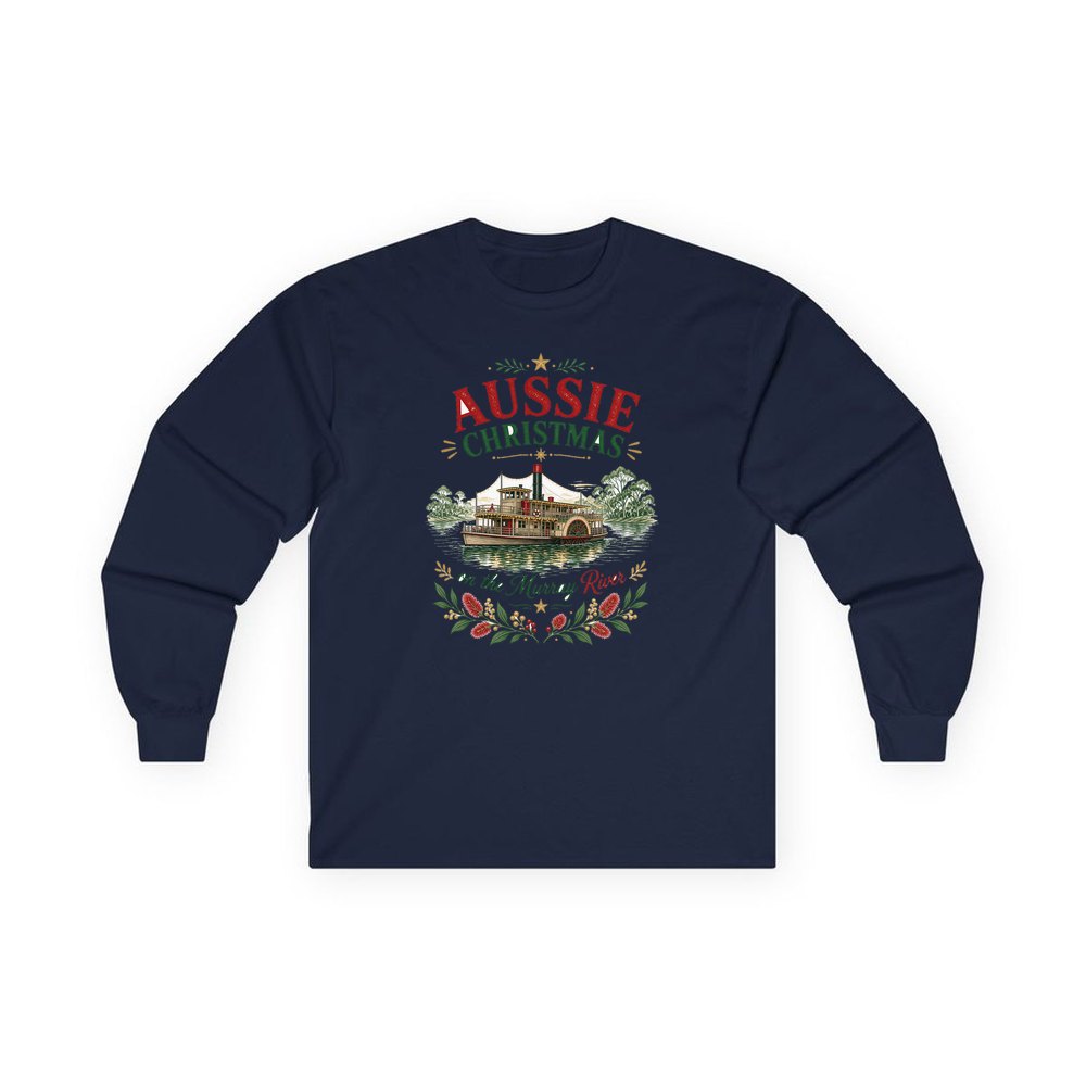 Christmas On The Murray personalised long sleeve Christmas T-shirt in navy