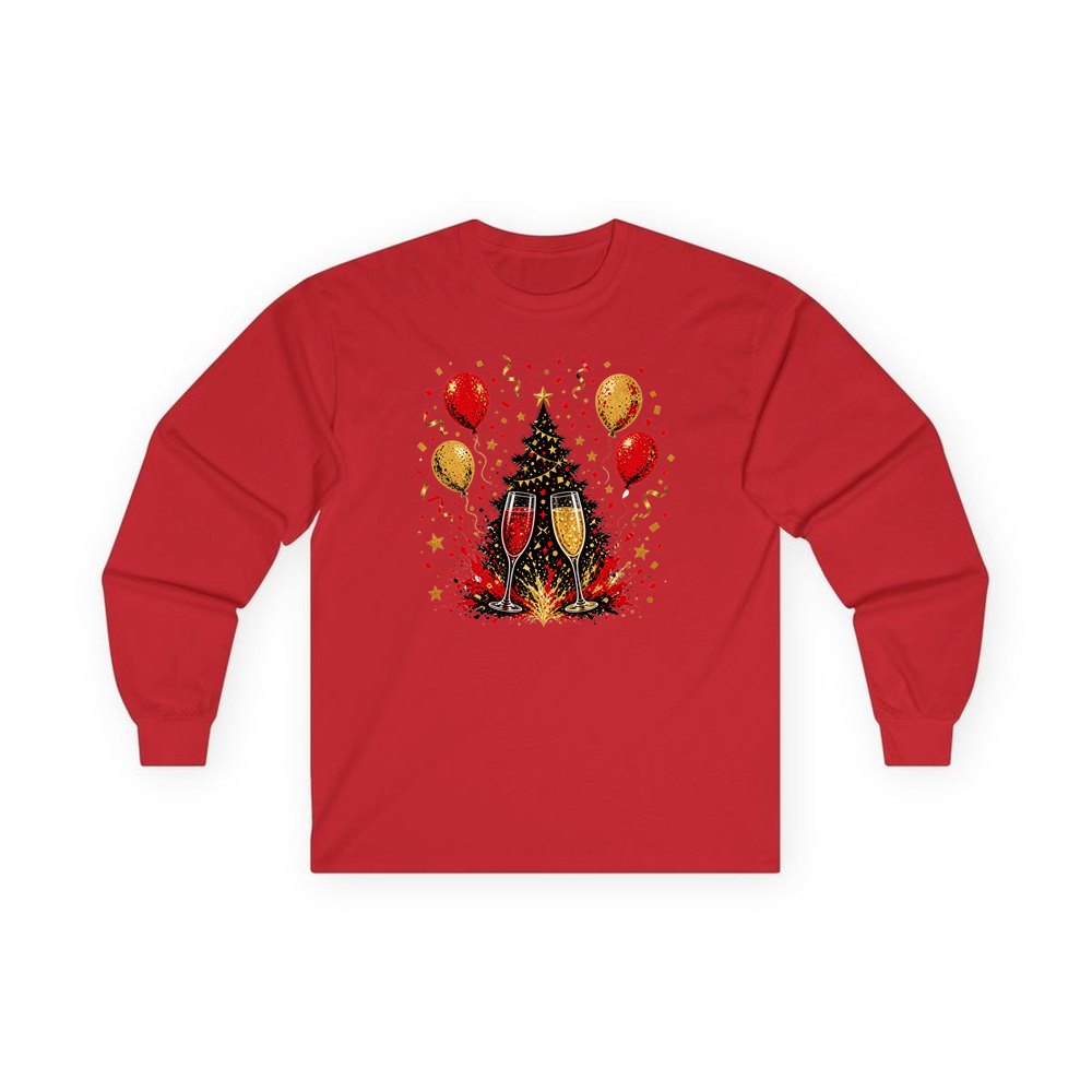 Christmas Party Celebration personalised long sleeve Christmas T-shirt in red