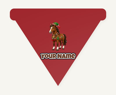 Christmas Pony in Scarf Personalised Christmas Dog Bandana