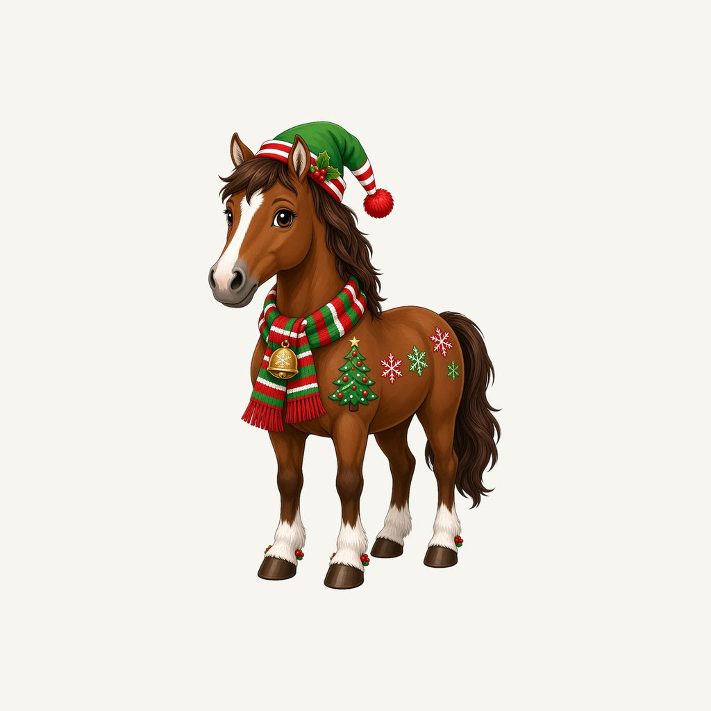 Christmas Pony in Scarf Personalised Christmas Dog Bandana