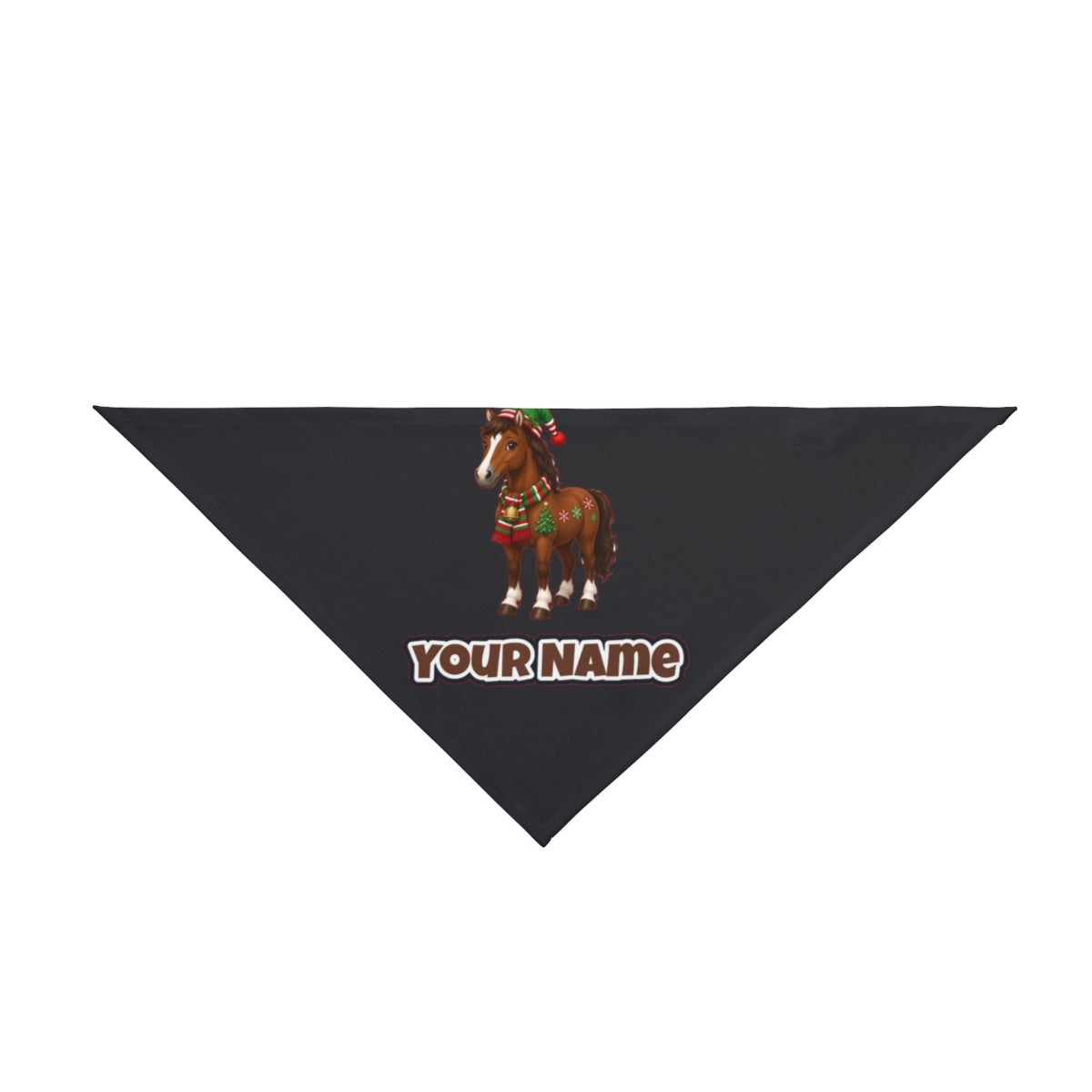 Christmas Pony in Scarf personalised Christmas pet bandana in black, tie-on style