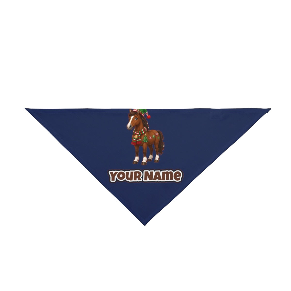 Christmas Pony in Scarf personalised Christmas pet bandana in navy, tie-on style