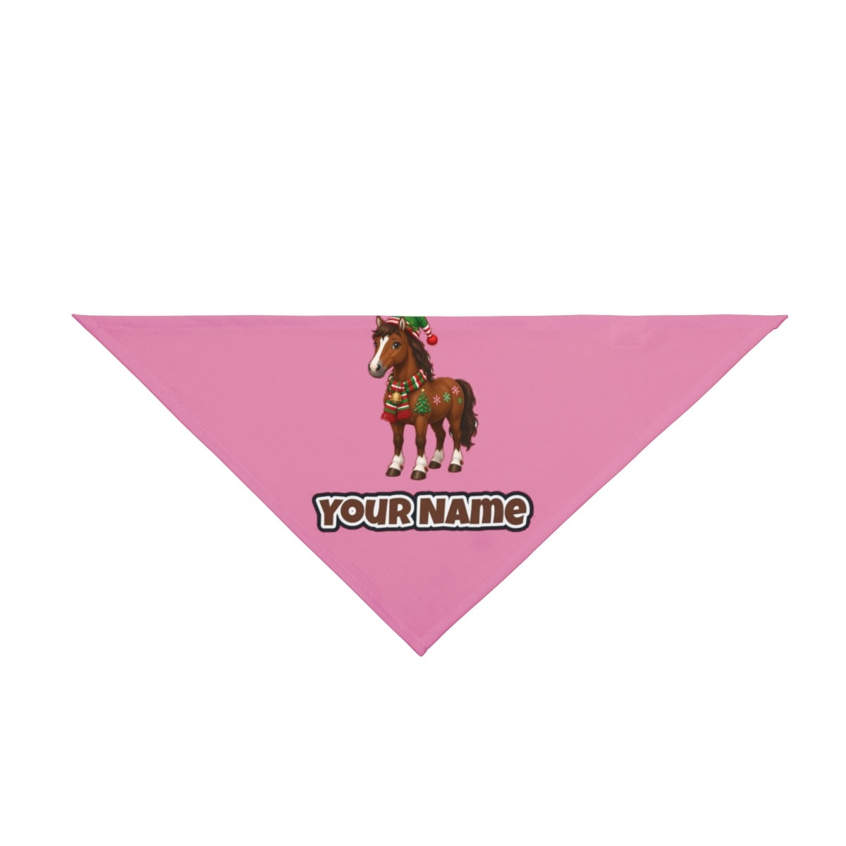 Christmas Pony in Scarf personalised Christmas pet bandana in pink, tie-on style