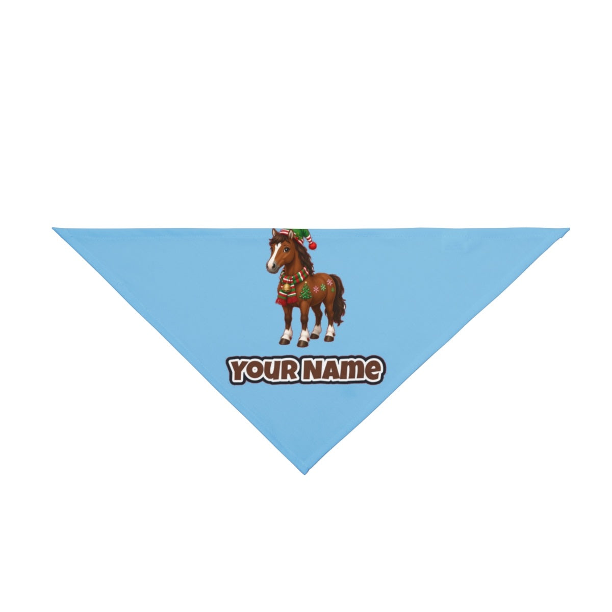 Christmas Pony in Scarf personalised Christmas pet bandana in sky blue, tie-on style