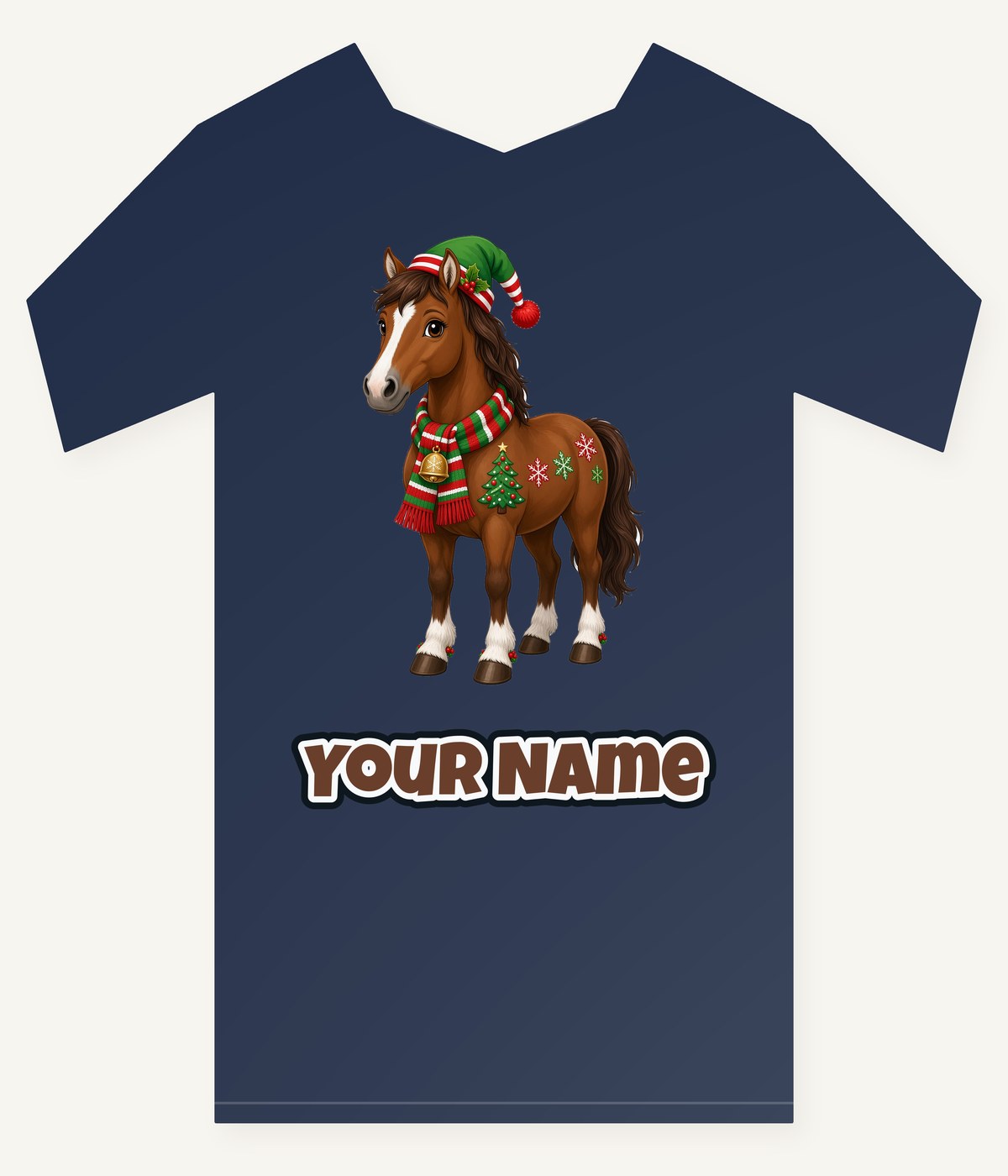 Christmas Pony in Scarf Personalised Kids and Baby Christmas Tee