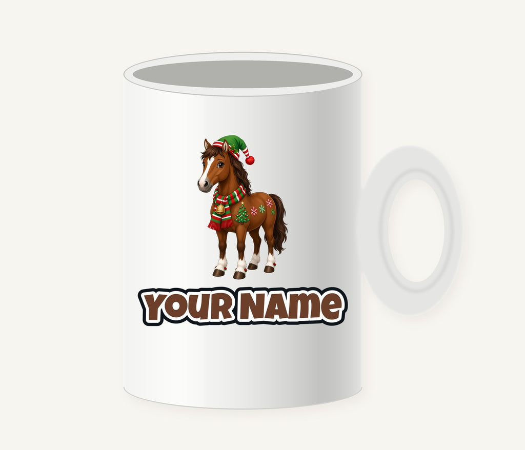 Christmas Pony in Scarf Personalised Christmas Mug