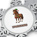 Christmas Pony in Scarf Personalised Pewter Christmas Ornament