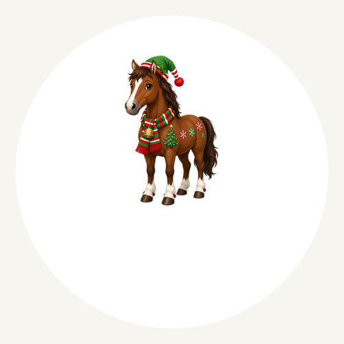 Christmas Pony in Scarf Personalised Pewter Christmas Ornament