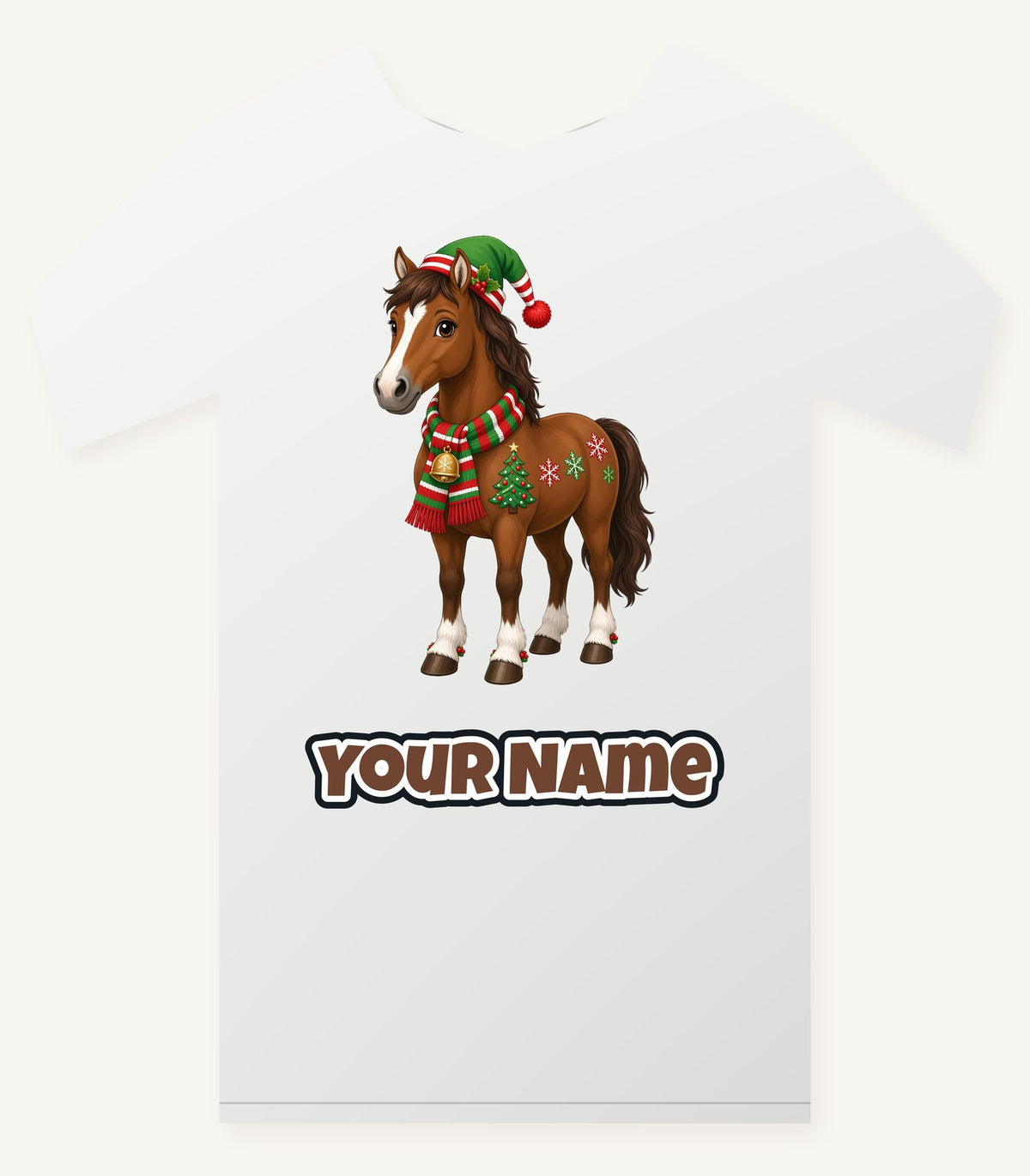Christmas Pony in Scarf Personalised Christmas T-Shirt and Hoodie