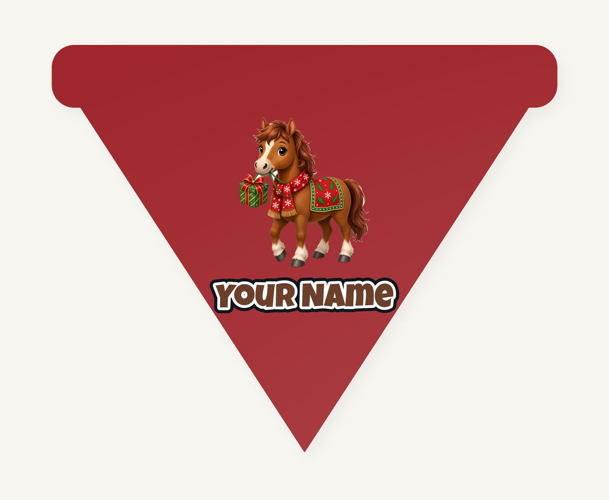 Christmas Pony with Present Personalised Christmas Dog Bandana