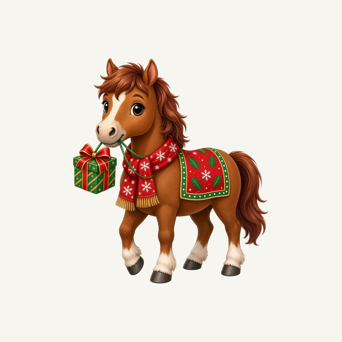 Christmas Pony with Present Personalised Christmas Dog Bandana