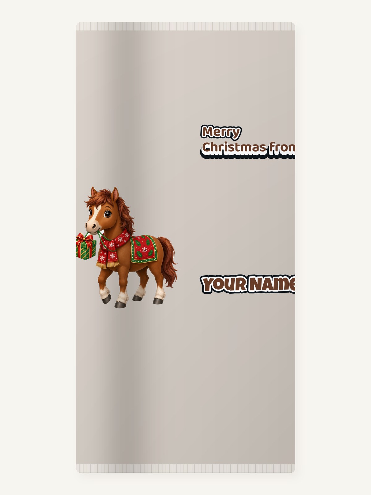 Christmas Pony with Present Personalised Beach Towel