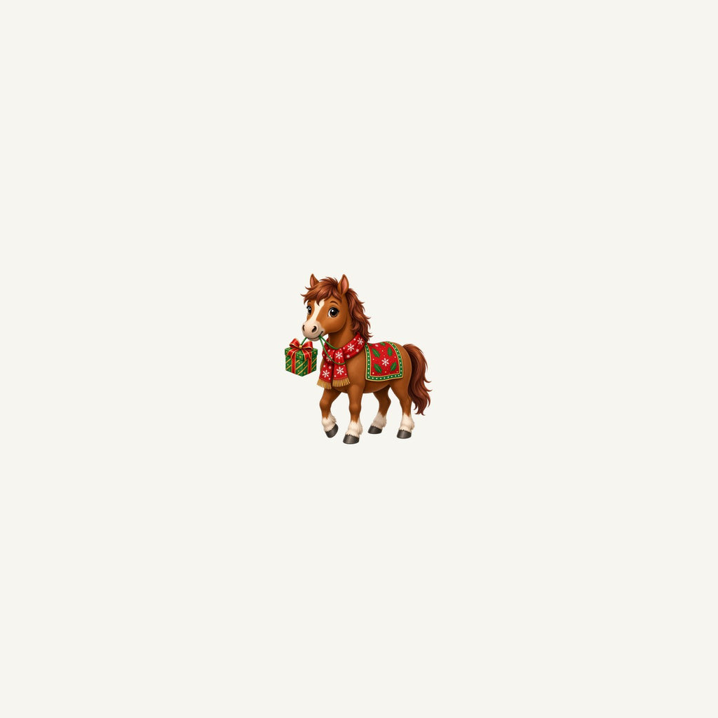 Christmas Pony with Present Personalised Beach Towel
