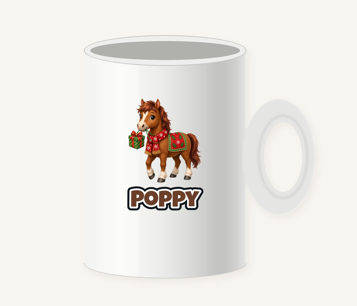 Christmas Pony with Present Personalised Christmas Mug