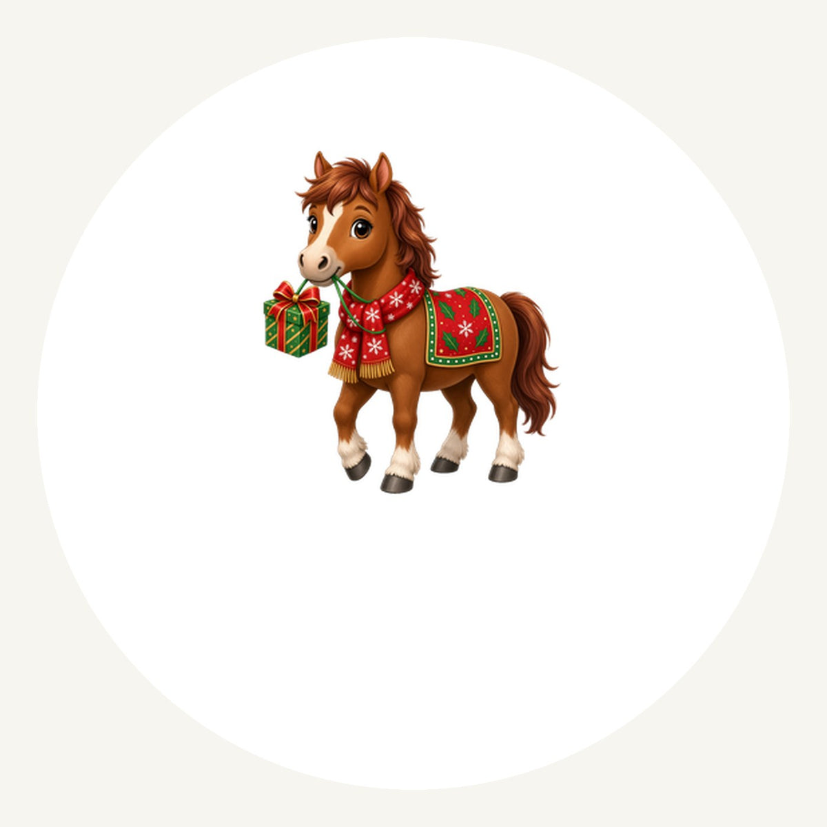 Christmas Pony with Present Personalised Pewter Christmas Ornament