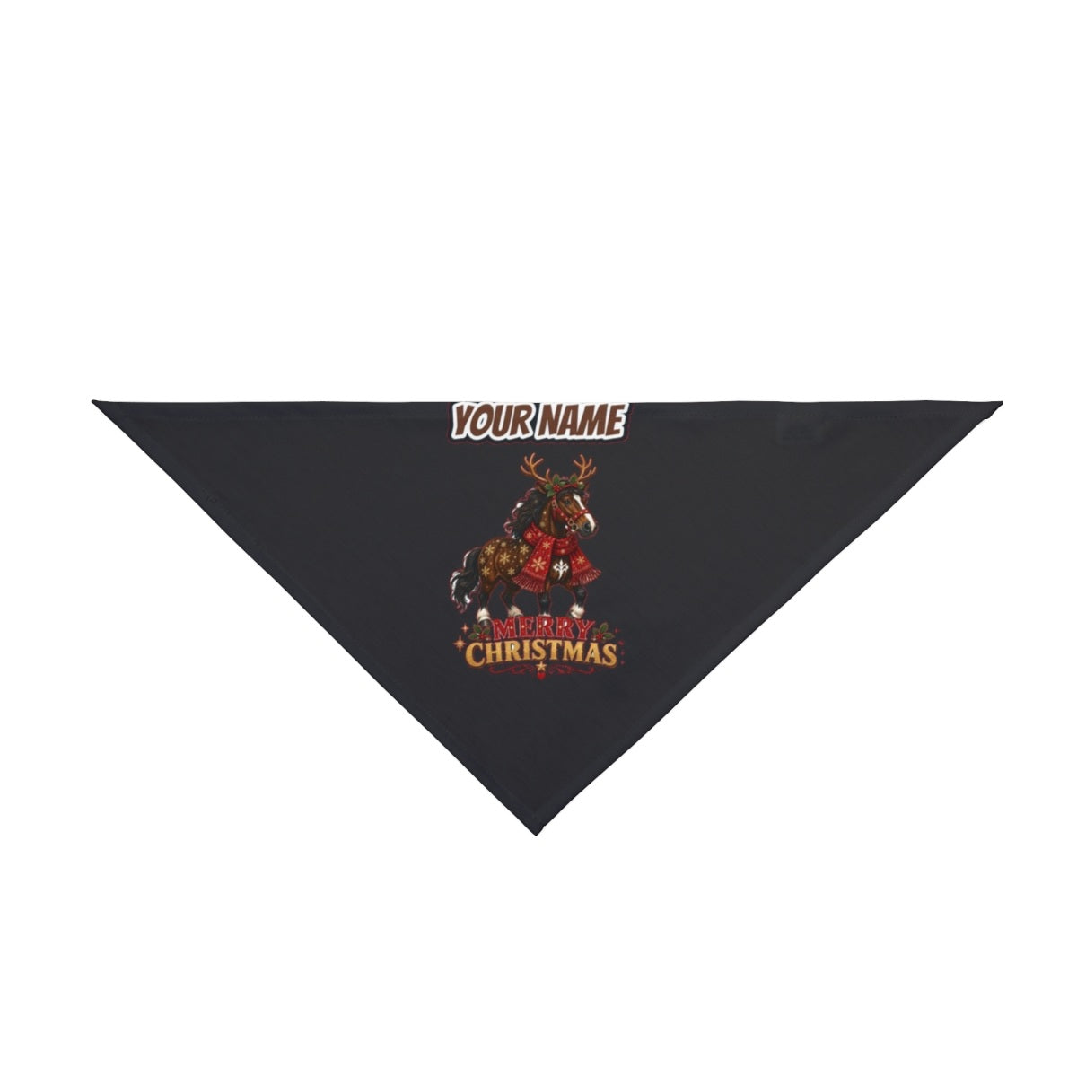 Christmas Reindeer Pony personalised Christmas pet bandana in black, tie-on style