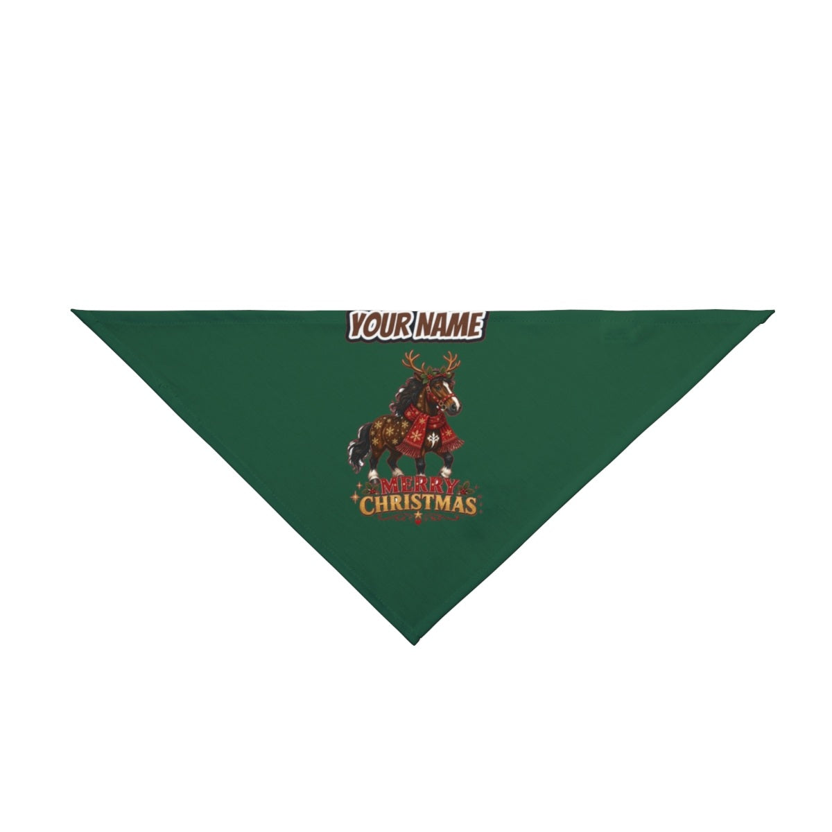 Christmas Reindeer Pony personalised Christmas pet bandana in green, tie-on style