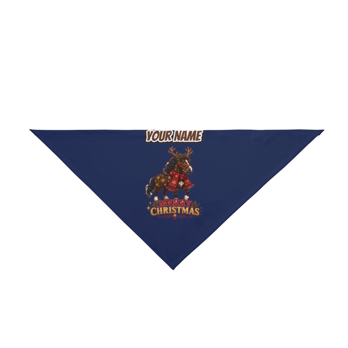Christmas Reindeer Pony personalised Christmas pet bandana in navy, tie-on style