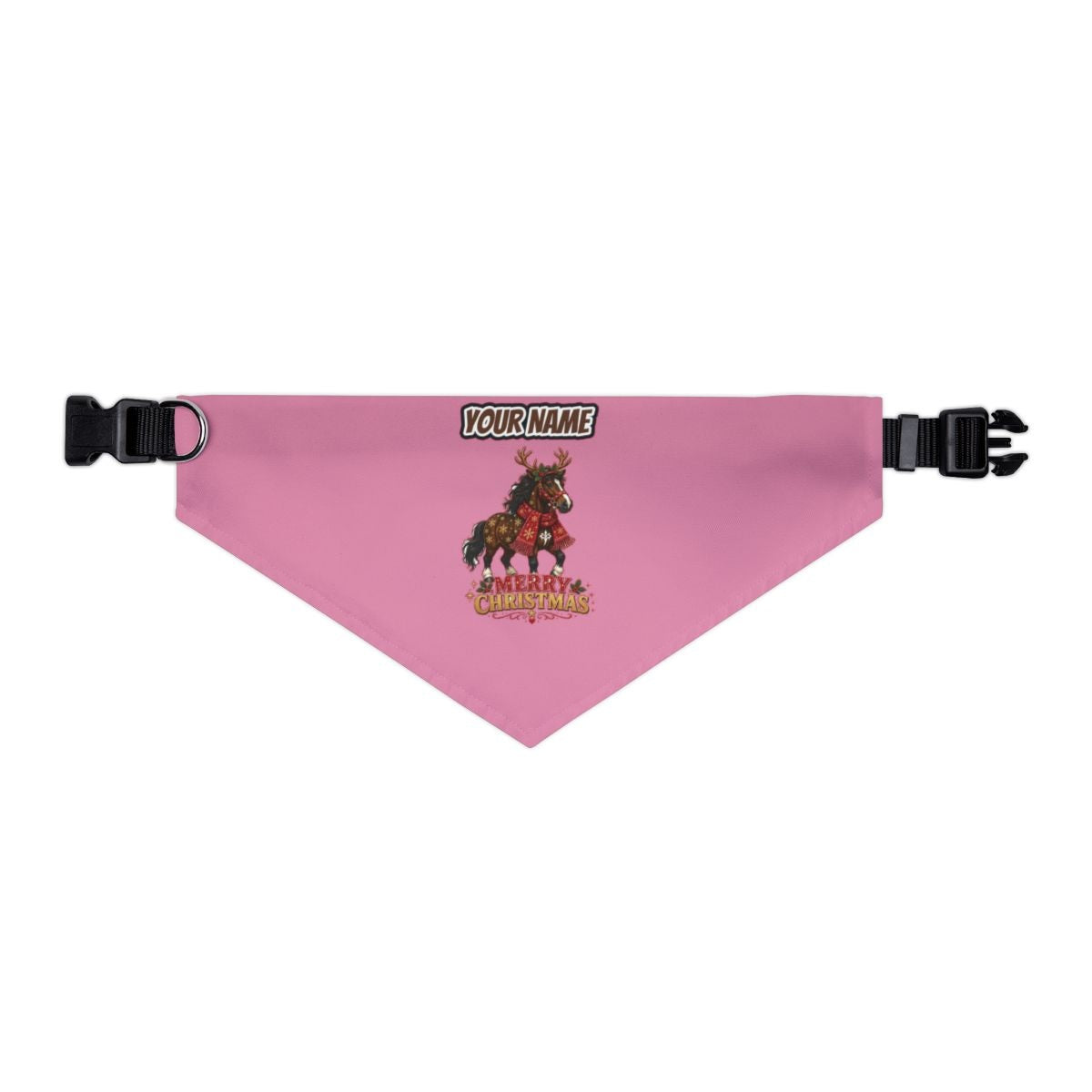 Christmas Reindeer Pony personalised Christmas pet bandana in pink, collar with buckle
