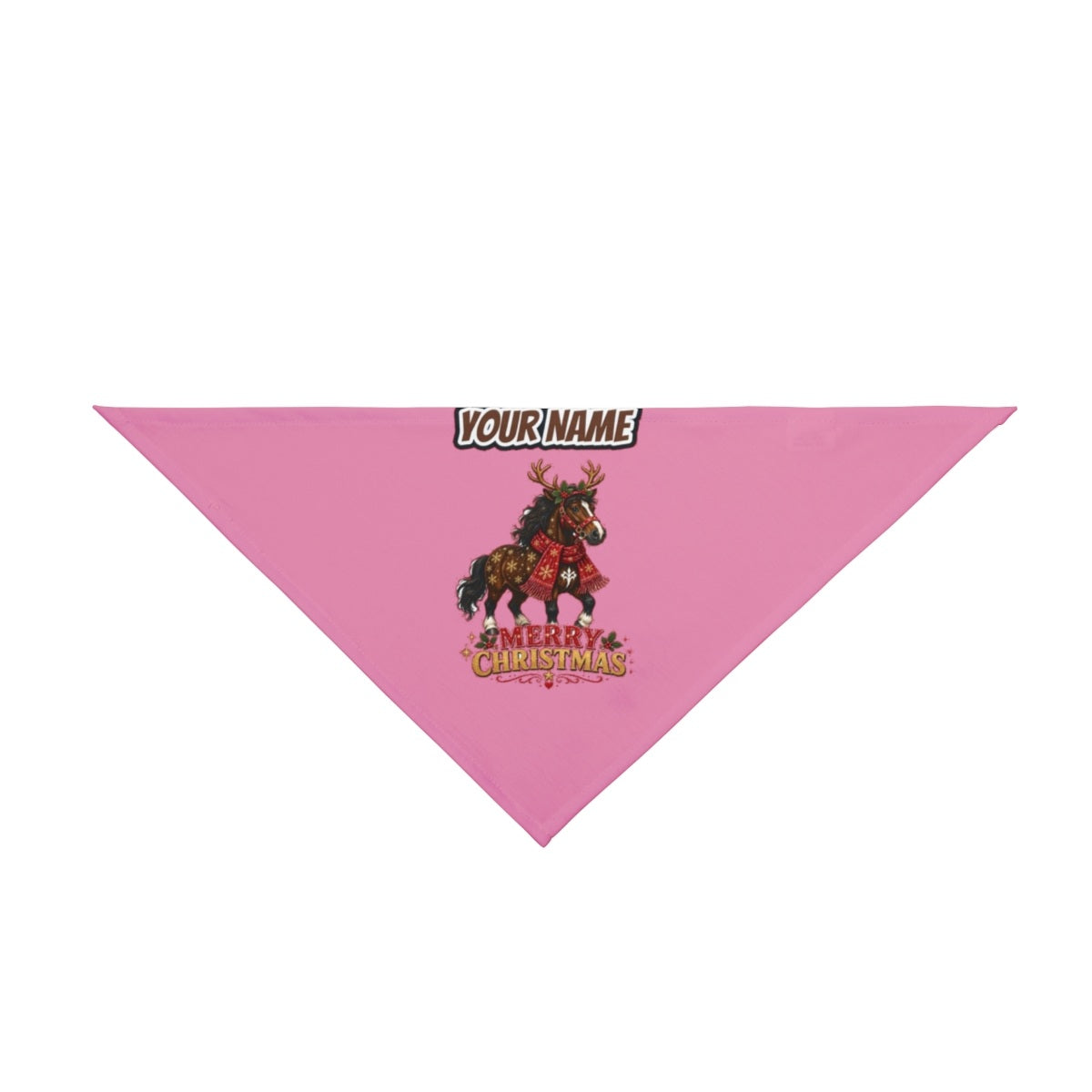 Christmas Reindeer Pony personalised Christmas pet bandana in pink, tie-on style