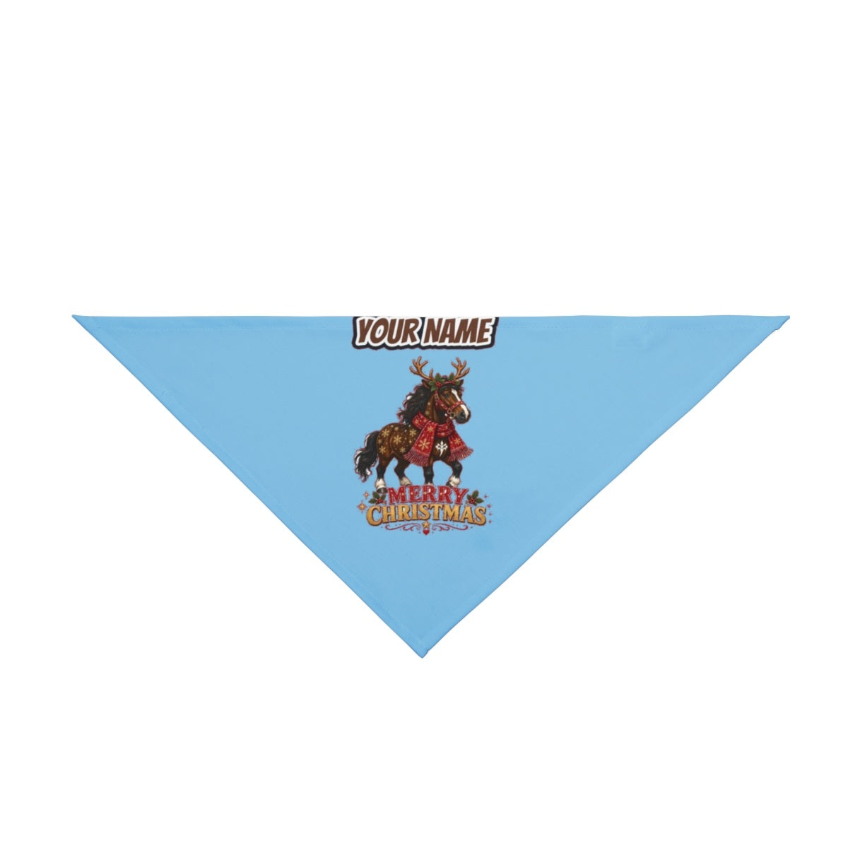 Christmas Reindeer Pony personalised Christmas pet bandana in sky blue, tie-on style