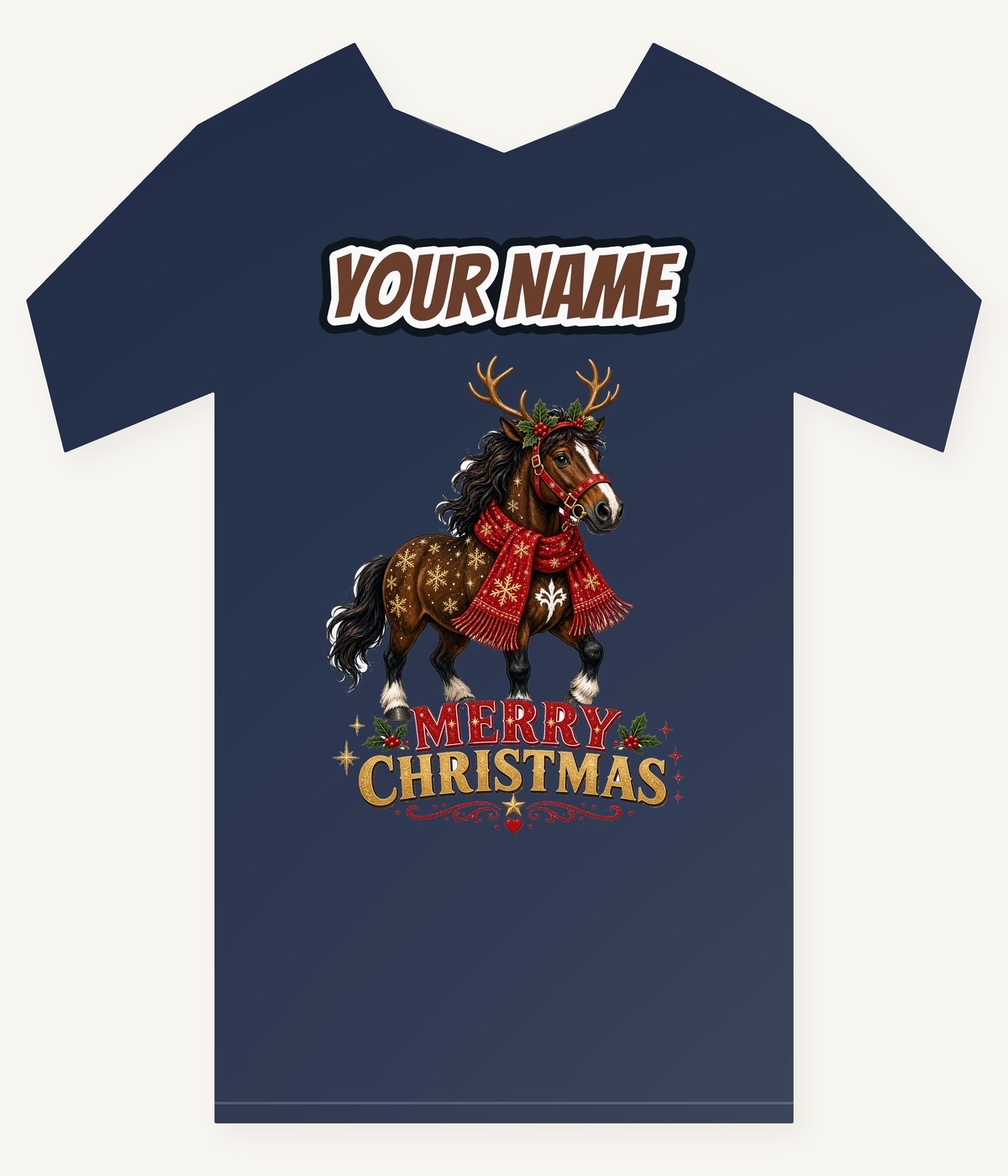 Christmas Reindeer Pony Personalised Kids and Baby Christmas Tee