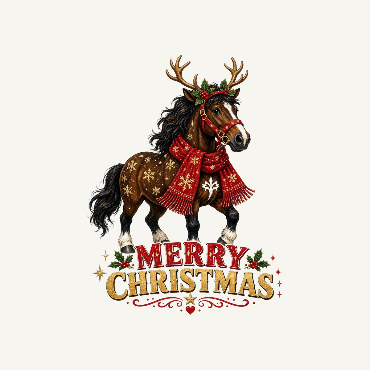 Christmas Reindeer Pony Personalised Kids and Baby Christmas Tee
