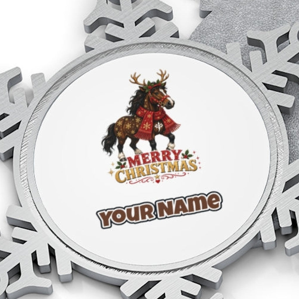 Christmas Reindeer Pony Personalised Pewter Christmas Ornament