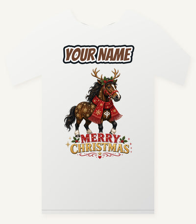 Christmas Reindeer Pony Personalised Christmas T-Shirt and Hoodie