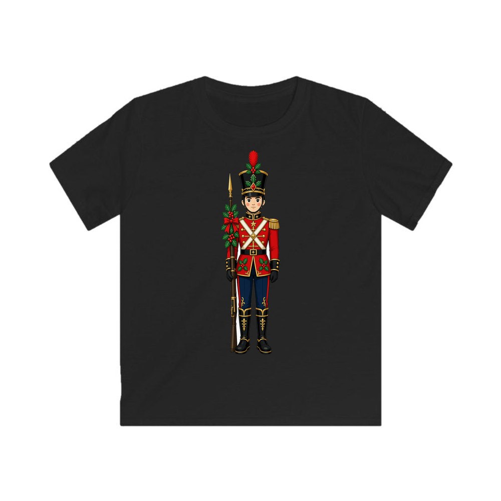 Christmas Toy Soldier personalised kids Christmas tee in black