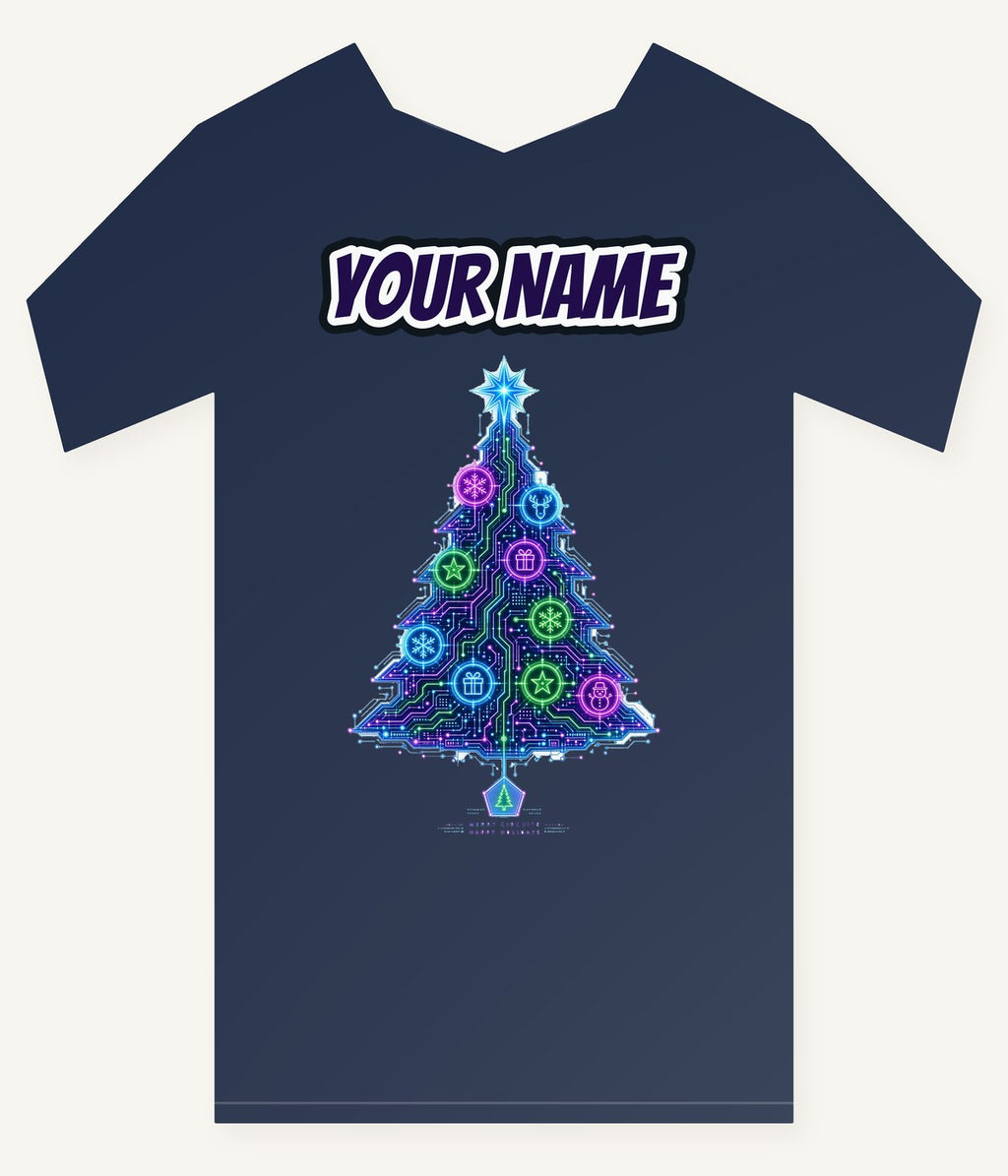 Circuit Board Christmas Tree Personalised Kids and Baby Christmas Tee