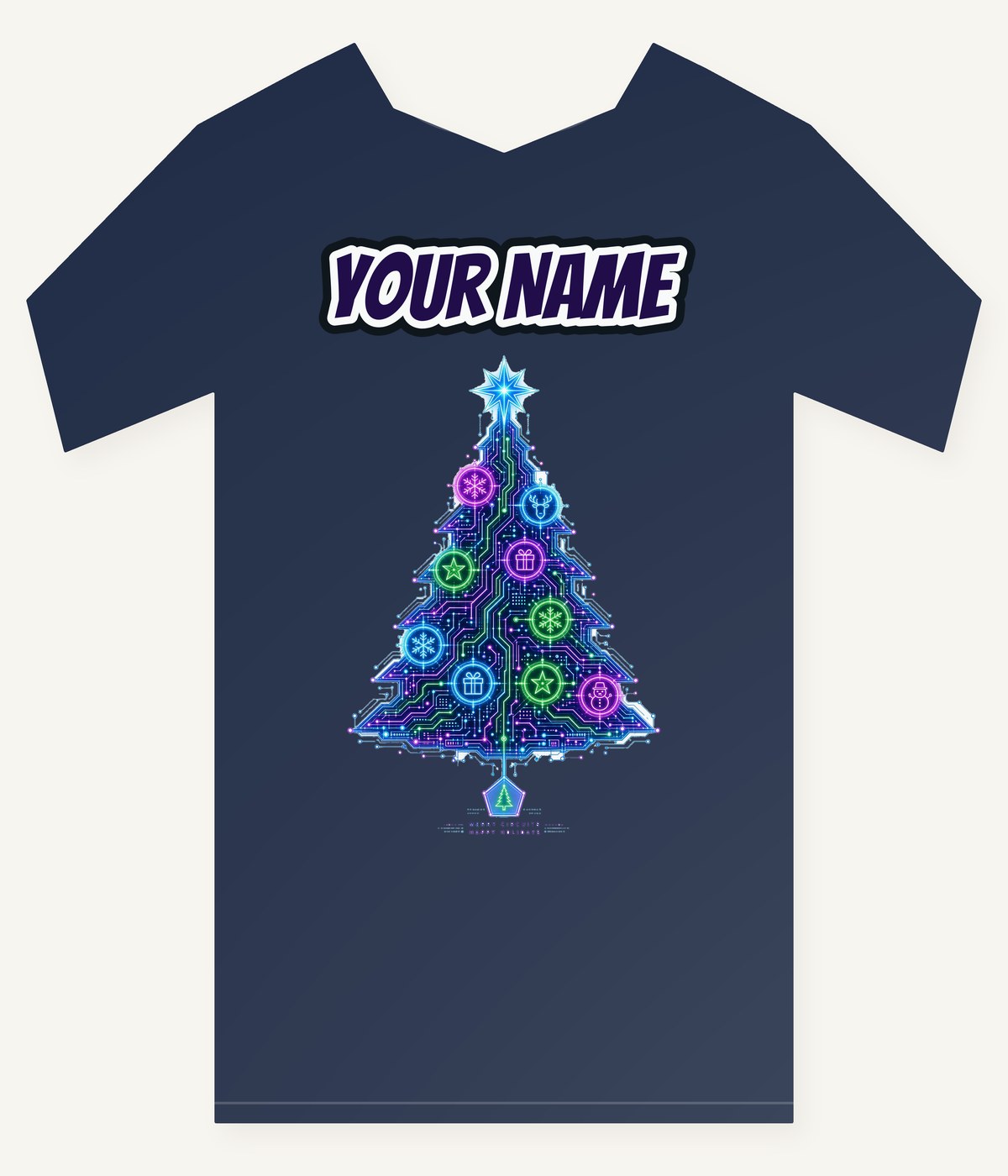 Circuit Board Christmas Tree Personalised Kids and Baby Christmas Tee