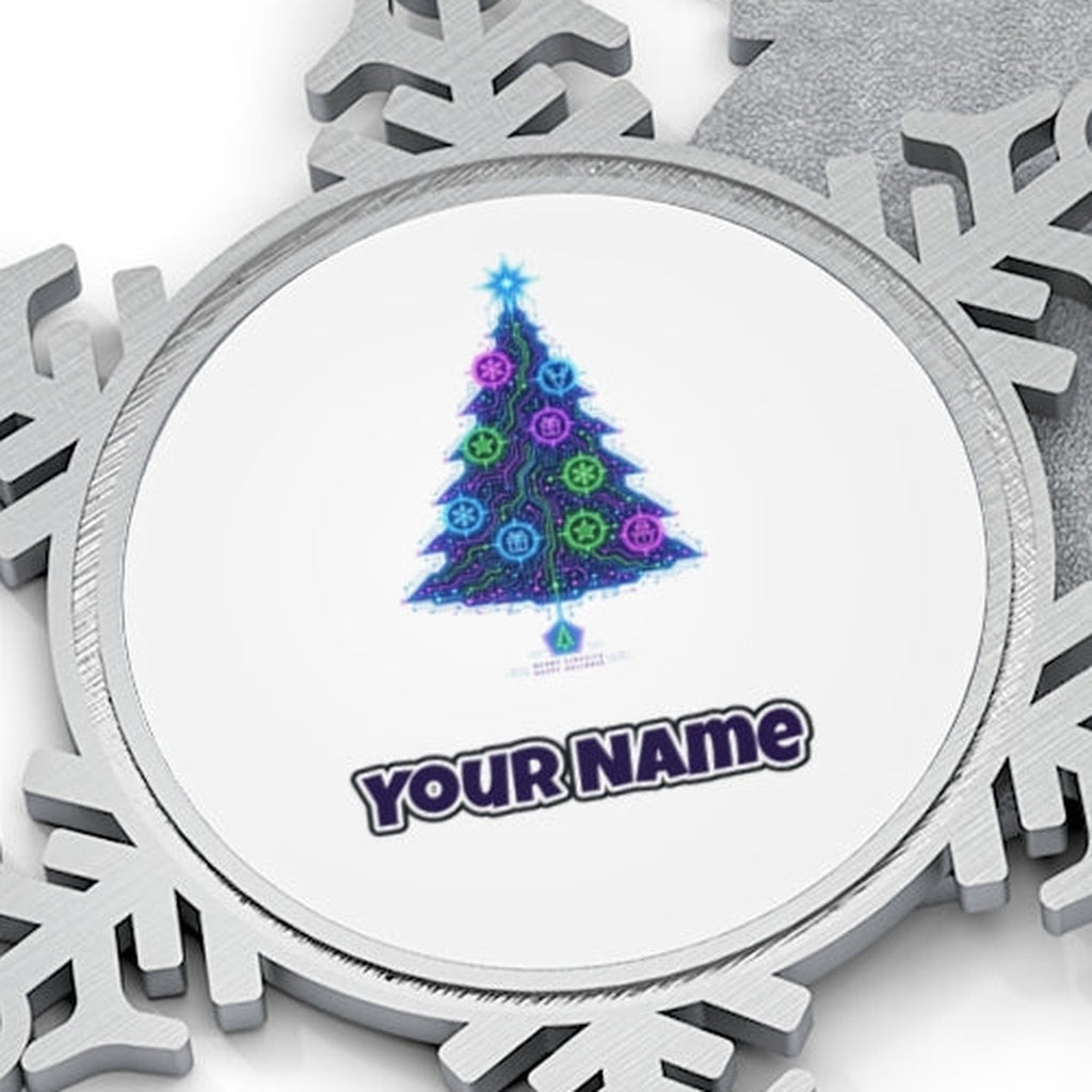 Circuit Board Christmas Tree Personalised Pewter Christmas Ornament