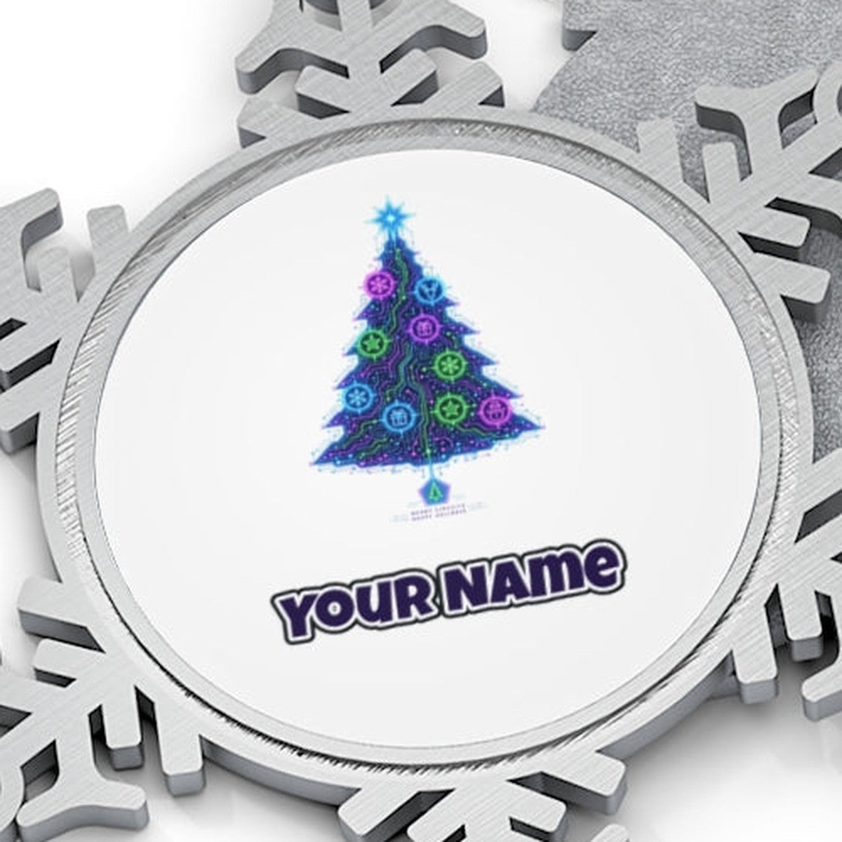 Circuit Board Christmas Tree Personalised Pewter Christmas Ornament