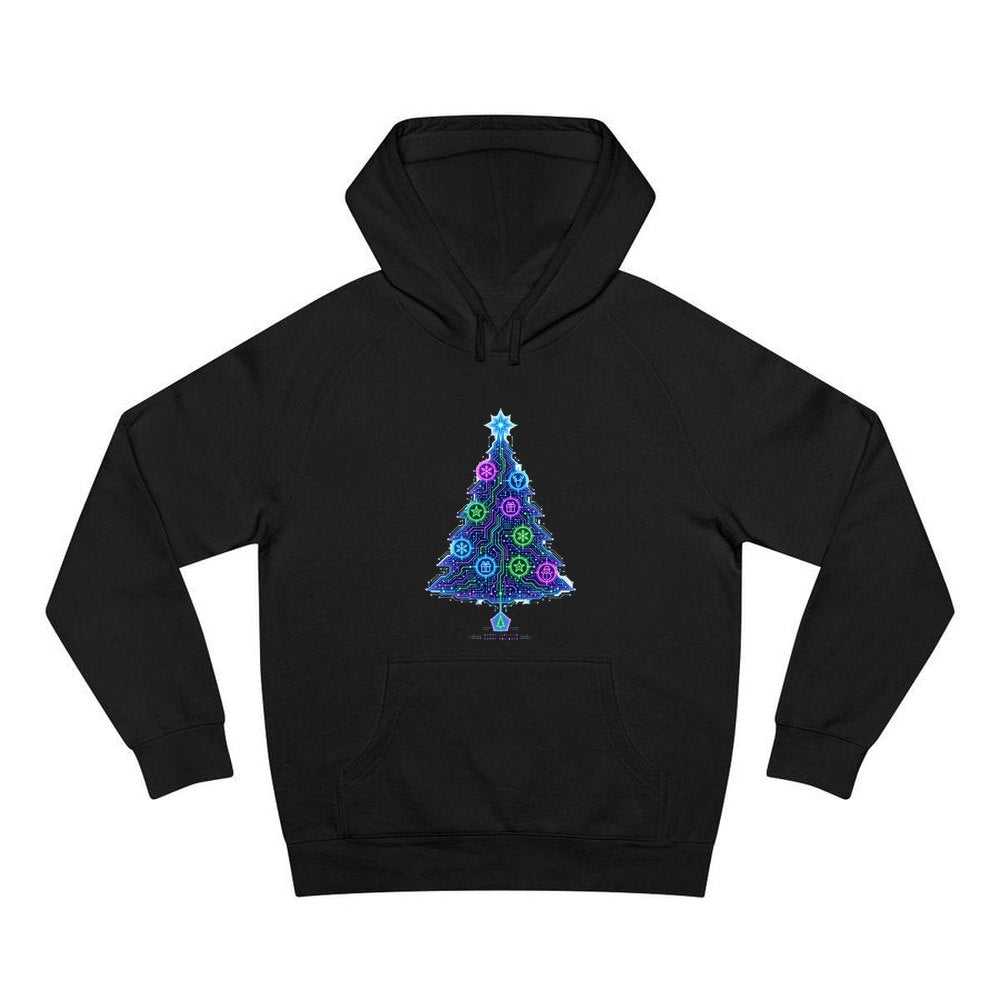 Circuit Board Christmas Tree personalised Christmas hoodie in black