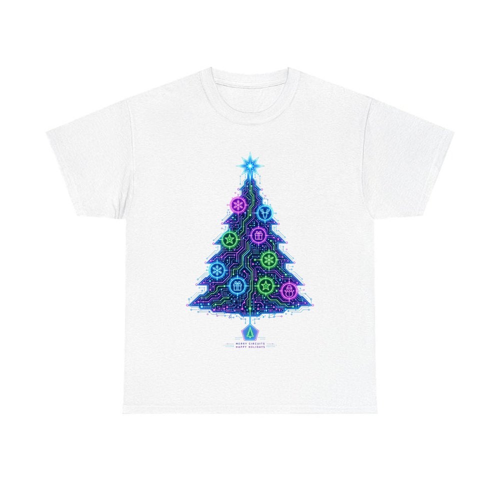 Circuit Board Christmas Tree personalised Christmas T-shirt in white
