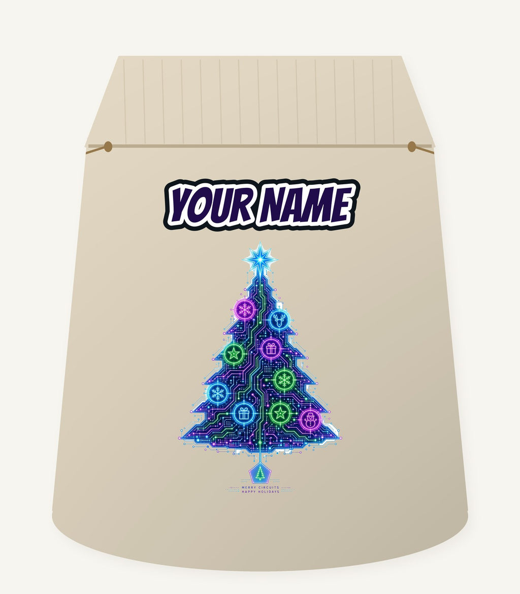 Circuit Board Christmas Tree Personalised Santa Sack