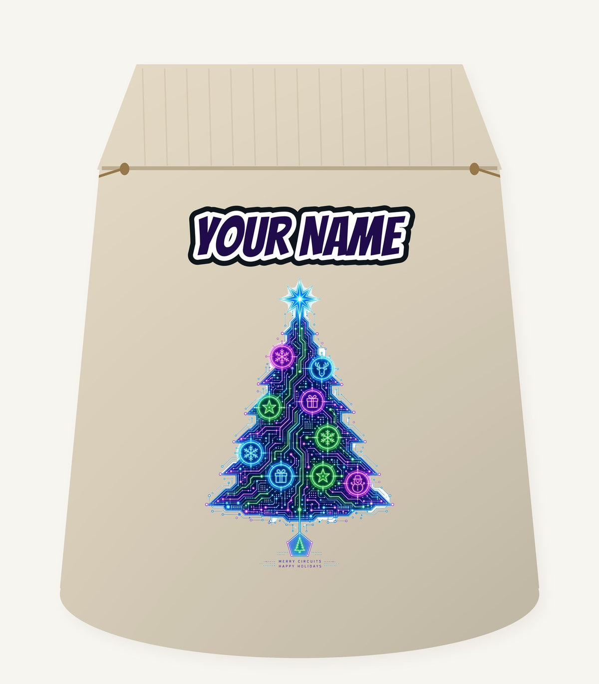 Circuit Board Christmas Tree Personalised Santa Sack