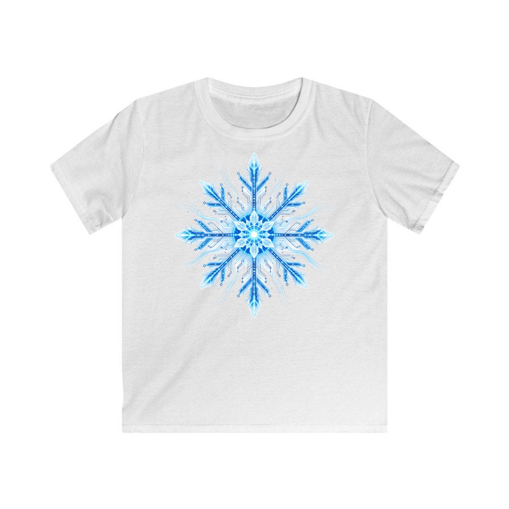 Circuit Board Snowflake personalised kids Christmas tee in white