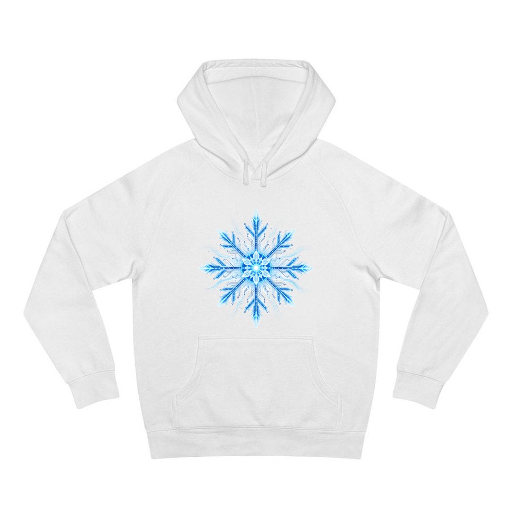 Circuit Board Snowflake personalised Christmas hoodie in white