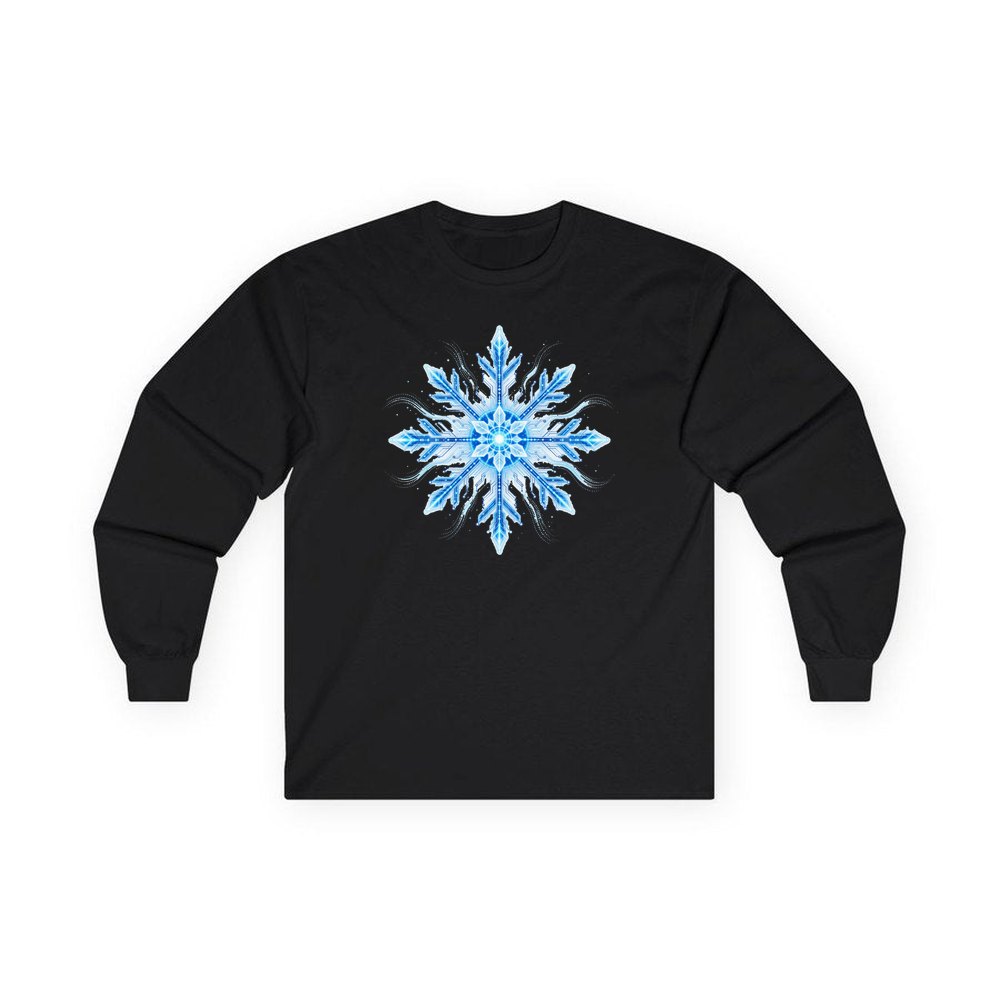 Circuit Board Snowflake personalised long sleeve Christmas T-shirt in black