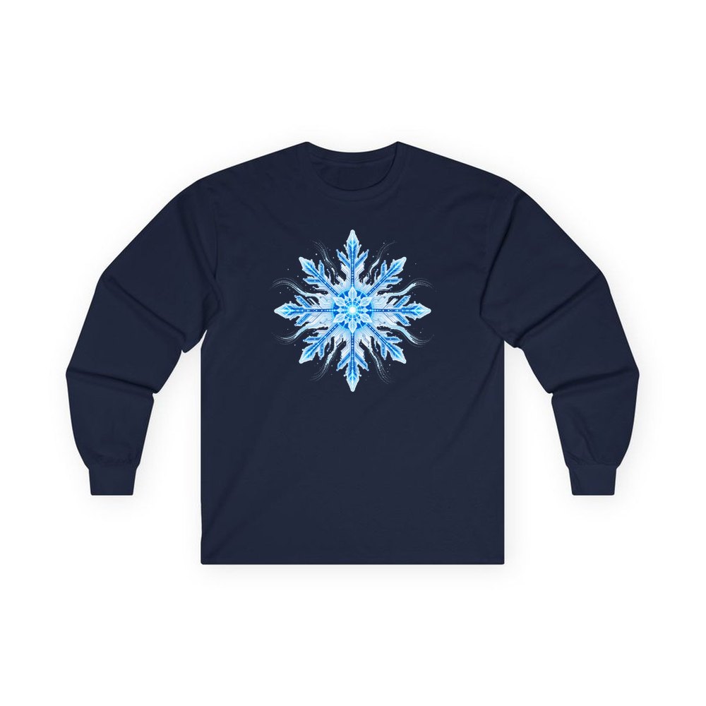 Circuit Board Snowflake personalised long sleeve Christmas T-shirt in navy