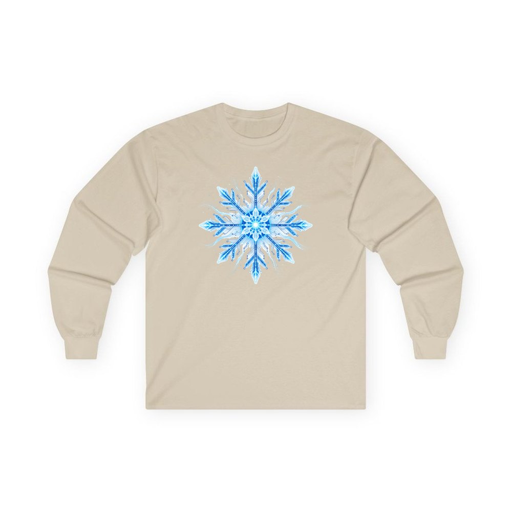 Circuit Board Snowflake personalised long sleeve Christmas T-shirt in sand