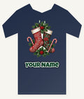 Classic Christmas Stockings Pair Personalised Kids Tee and Baby Bodysuit