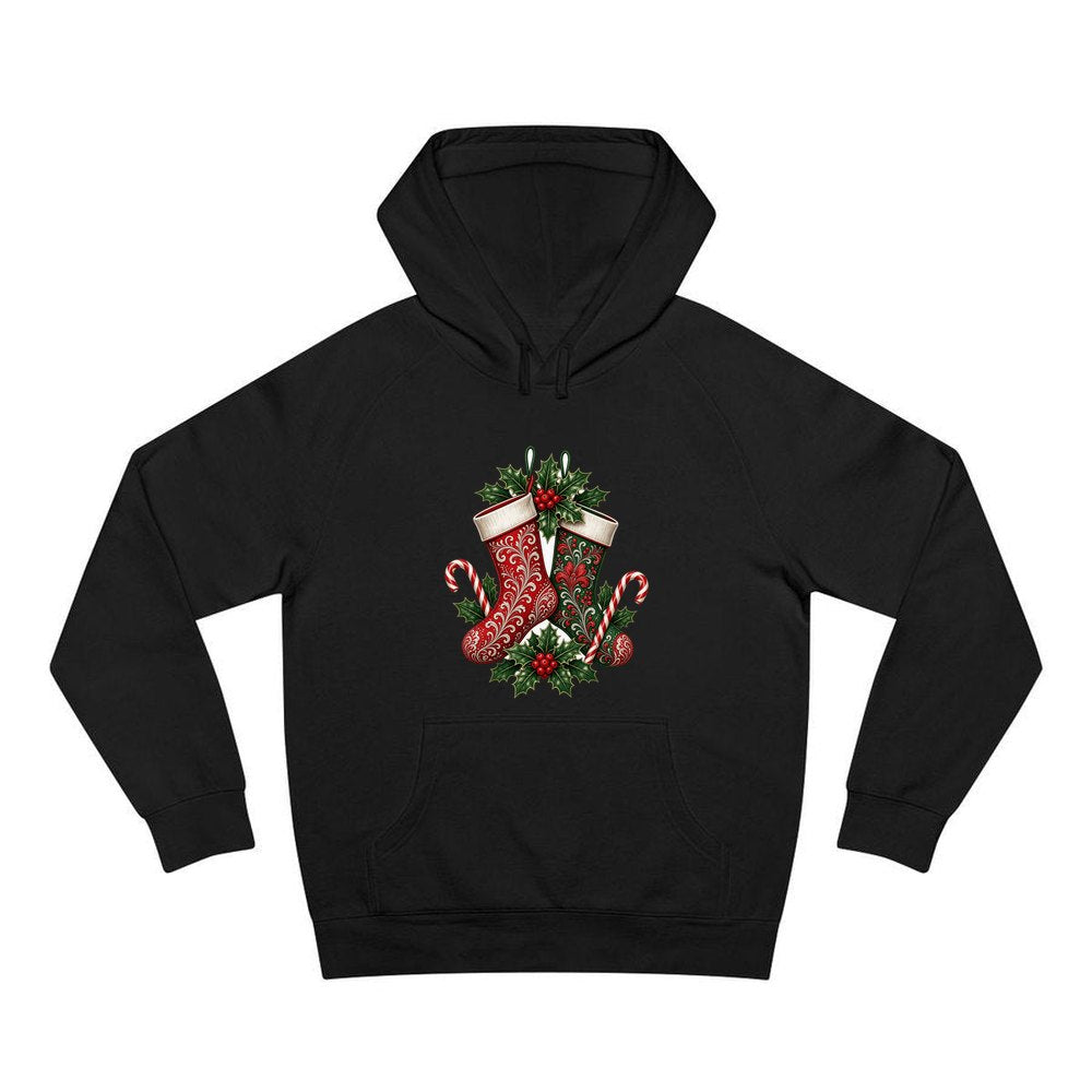 Classic Christmas Stockings Pair personalised Christmas hoodie in black