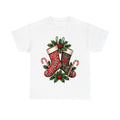 Classic Christmas Stockings Pair design on a white tee