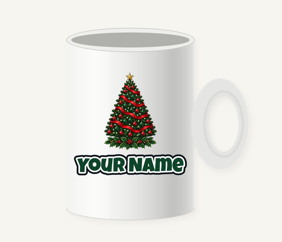 Classic Decorated Christmas Tree Personalised Christmas Mug