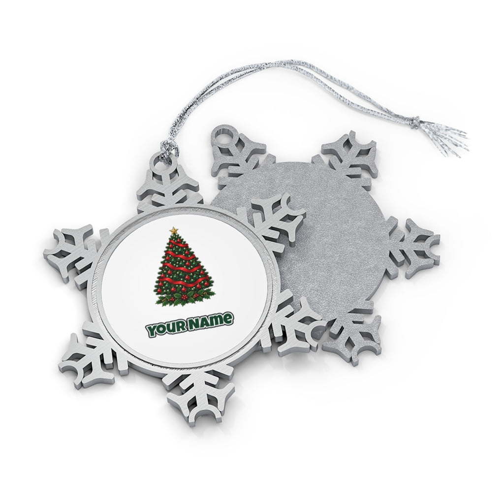 Classic Decorated Christmas Tree Personalised Pewter Christmas Ornament