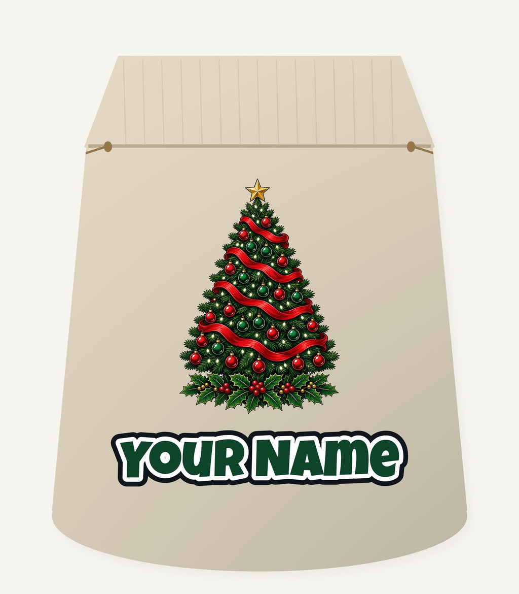 Classic Decorated Christmas Tree Personalised Santa Sack